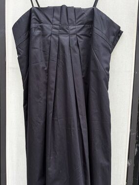 French Connection Black Satin Strap Dress with Front Fold Detail